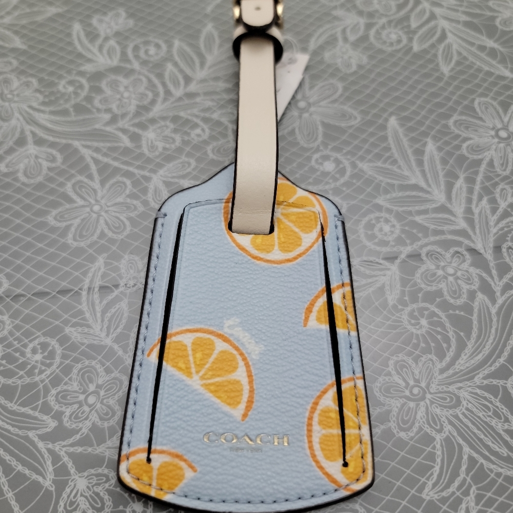 Coach Luggage Tag With Orange Slice Print New